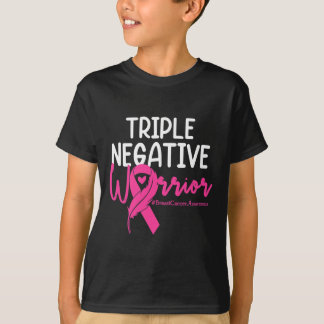 Triple Negative Warrior Pink Ribbon Breast Cancer T-shirt