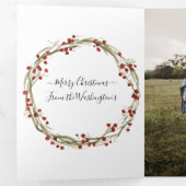 Triple Noël 4 Carte photo Aquarelle Monogramme (Intérieur en premier)