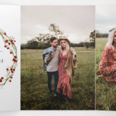 Triple Noël 4 Carte photo Aquarelle Monogramme (Intérieur au milieu)