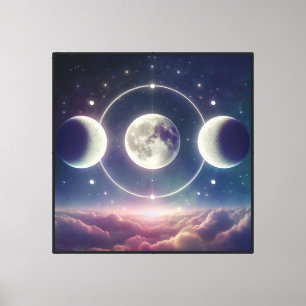 Triple Phases de la Lune sur toile – Ciel Lunaire