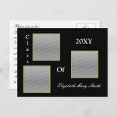 TRIPLE PHOTO vert Graduation Invitation (Devant / Derrière)