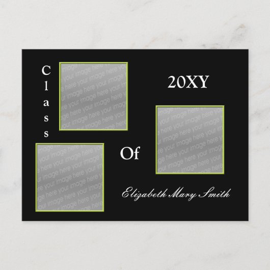 TRIPLE PHOTO vert Graduation Invitation (Devant)