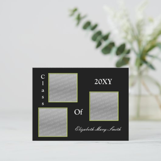 TRIPLE PHOTO vert Graduation Invitation (Debout devant)