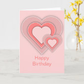 Triple Pink Hearts Verjaardag Kaart (Gele Bloem)