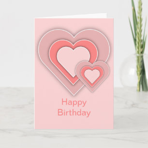 Triple Pink Hearts Verjaardag Kaart