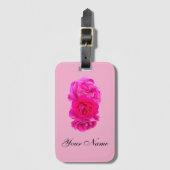 Triple Pink Roses Bagagelabel (Voorkant (verticaal))