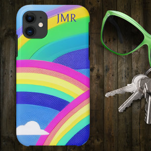 Triple Rainbows in de Sky Monogram iPhone 11 Hoesje