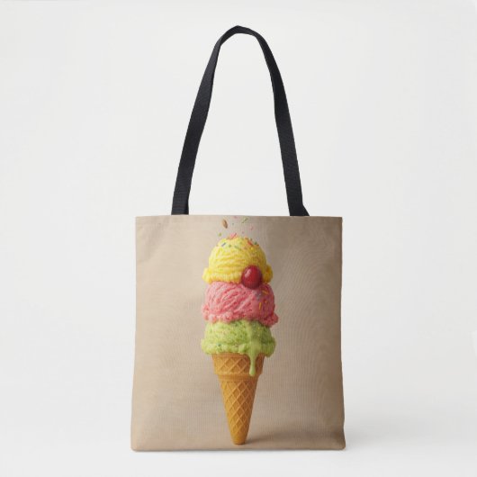 Triple Scoop Delight – Ice Cream All-Over Canvas t Draagtas (Voorkant)