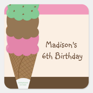 Triple Scoop Ice Cream Anniversaire Sticker
