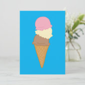 Triple Scoop Ice Cream Cone Kaart (Staand voorkant)