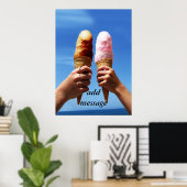 Triple Scoop Ice Cream Cones Poster (Thuiskantoor)