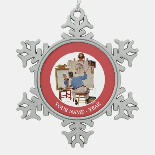 Triple Self-Portrait Tin Sneeuwvlok Ornament (Voorkant)