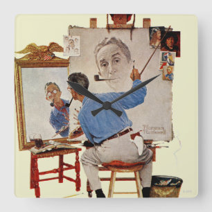 Triple Self-Portrait Vierkante Klok