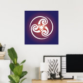 Triple Spiral, Triskelion Symbol Celtic Triskraam Poster (Thuiskantoor)