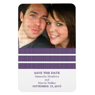 Triple Stripe Foto Save the Date Magnet, Paars Magneet