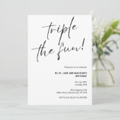 Triple the Fun Minimalist Uitnodiging voor een gez (Staand voorkant)