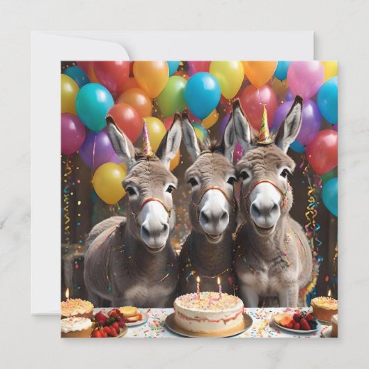Triple the Joy: een ezel Triplets 'Verjaardag Bash Save The Date (Voorkant)