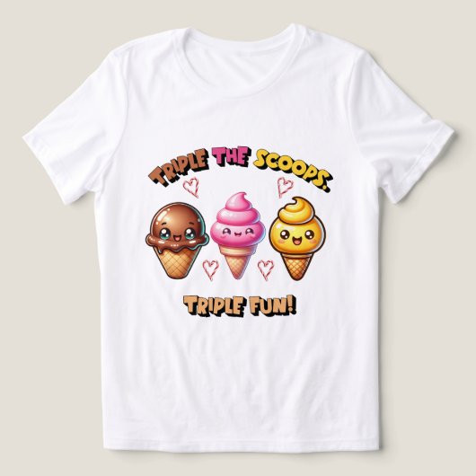 Triple the Scoops, Triple Fun! Tri-Blend Shirt (Design voorkant)