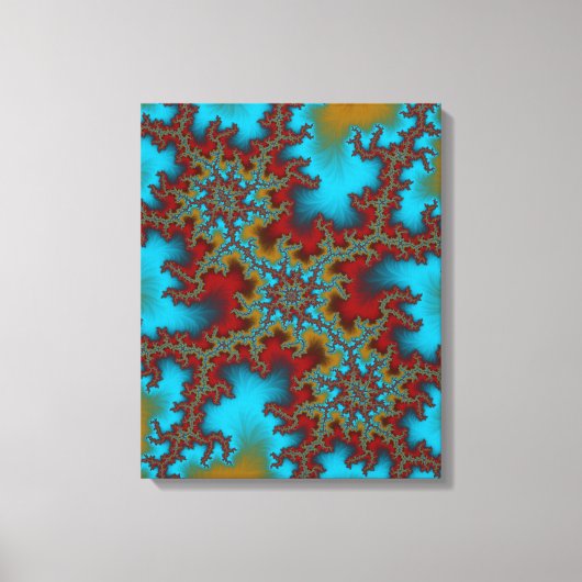 Triple Threat Blauw en Rood Abstract Fractal Art Canvas Afdruk (Voorkant)