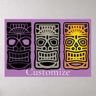 Triple Tiki sculptures Thunder_Cove Poster