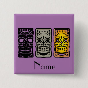 Triple Tiki sculptures Thunder_Cove Vierkante Button 5,1 Cm