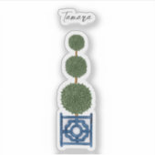 Triple Topiary Tree Chinoiserie Vinyl Sticker (Voorkant)