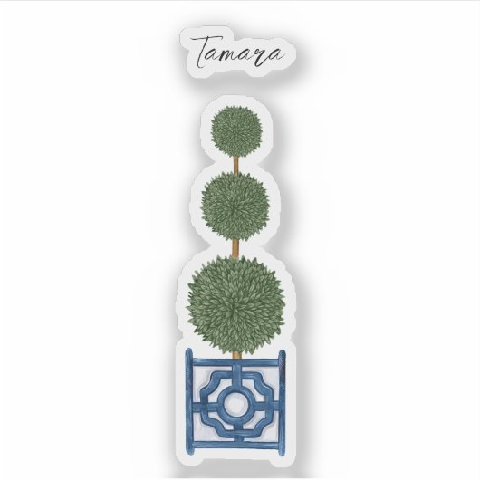 Triple Topiary Tree Chinoiserie Vinyl Sticker (Voorkant)