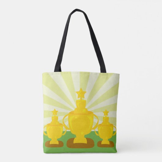 Triple Trophy Custom Cartoon Fun Art Tote Bag (Achterkant)
