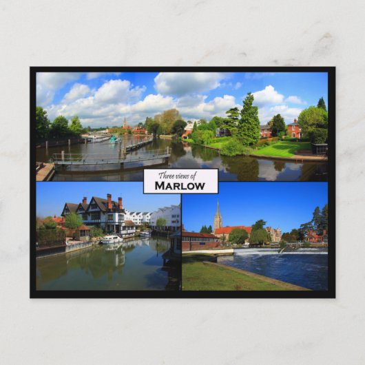 Triple uitzicht briefkaart Marlow, Buckinghamshire (Voorkant)