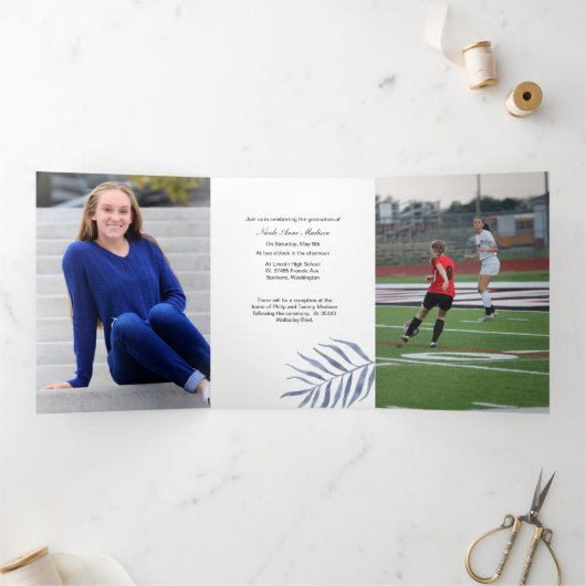 Tripler Photo Graduation Faire-part (Intérieur)