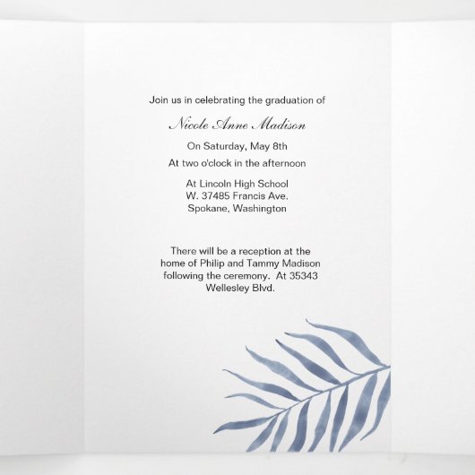 Tripler Photo Graduation Faire-part (Intérieur au milieu)