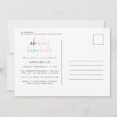 Triplet baby shower roze blauw moderne typografie kaart (Achterkant)