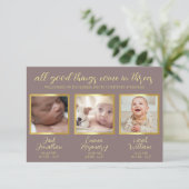 Triplet bébé faire-part de naissance carte de bien (Debout devant)