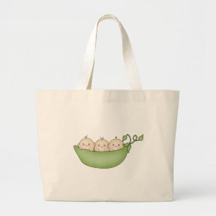 Triplet erwten in een peul grote tote bag