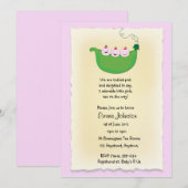 Triplet Girl Peas in een baby shower Pod nodigt ui Kaart (Voorkant / Achterkant)