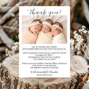 Triplet Girls Carte de remerciements avec photo