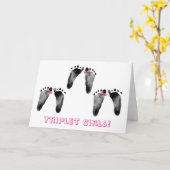 Triplet Girls Gefeliciteerd Kaart (Gele Bloem)