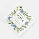 Triplet Jongens Blauwe Hortensia Baby Shower Servet (Hoek)