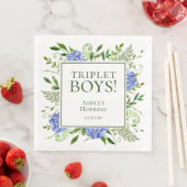 Triplet Jongens Blauwe Hortensia Baby Shower Servet (Insitu)