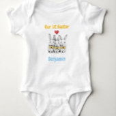 Triplets 1st Easter Outfit, Bunnies, Personalized  Romper