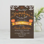 Triplets 3 PUMPKINS Herfst BABY SHOWER Uitnodiging (Staand voorkant)