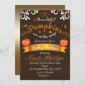 Triplets 3 PUMPKINS Herfst BABY SHOWER Uitnodiging (Voorkant / Achterkant)