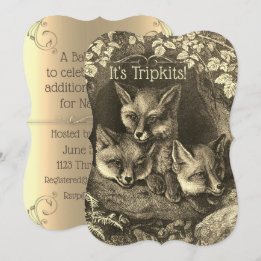 Triplets baby fox baby shower uitnodiging