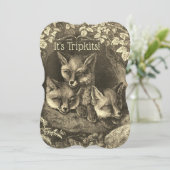 Triplets  baby fox baby shower uitnodiging (Staand voorkant)