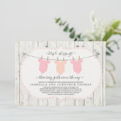 Triplets Baby shower Invitation - 3 filles (Debout devant)