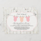 Triplets Baby shower Invitation - 3 filles (Devant / Derrière)