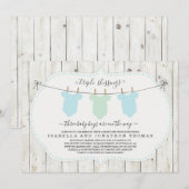 Triplets Baby shower Invitation - 3 garçons (Devant / Derrière)