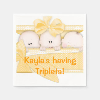 Triplets Baby shower Paper Napkins Servet