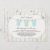 Triplets Baby shower Uitnodiging - 3 jongens (Voorkant / Achterkant)