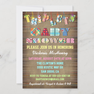 Triplets Bébé Douche Invitations